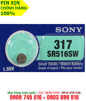 Sony SR516SW-317; Pin đồng hồ 1,55v Sony SR516SW-317 Silver Oxide chính hãng 